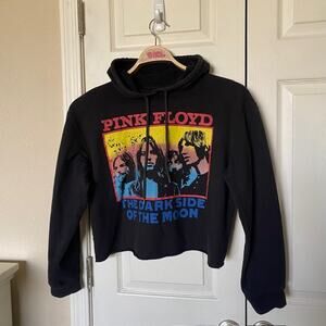 Pink Floyd Cropped Hoodie The Dark Side of the Moon Drawstring Women's Medium